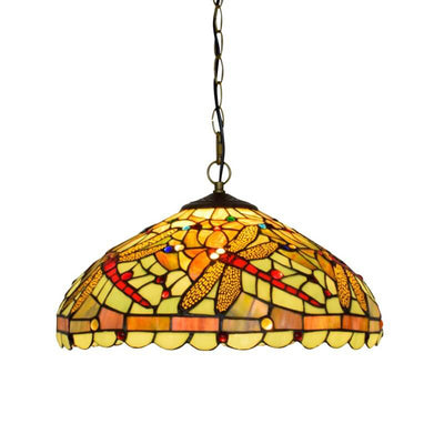 Europäisches Tiffany-Buntglas kreatives Libellen-Design 1-Licht-Pendelleuchte 