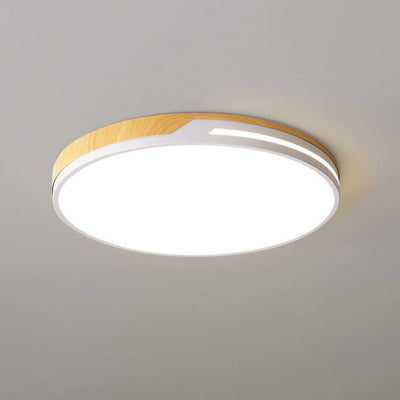 Nordic Minimalist Round Wooden Edge LED Flush Mount Ceiling Light