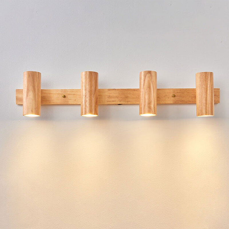 Modern Minimalist Wood Track Spotlight 1/2/3 Light Wall Sconce Lamp