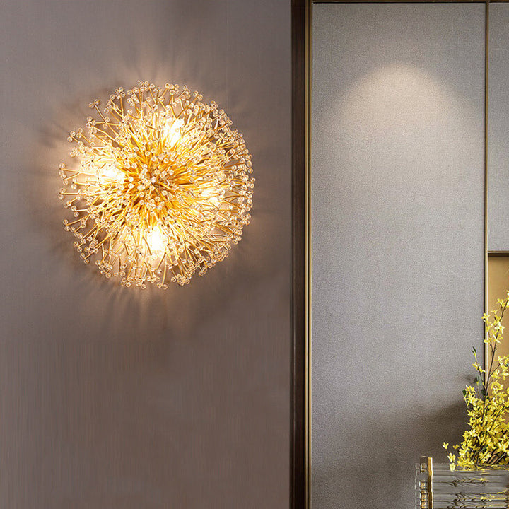 Modern Luxury Crystal Dandelion Aluminum 4-Light Wall Sconce Lamp