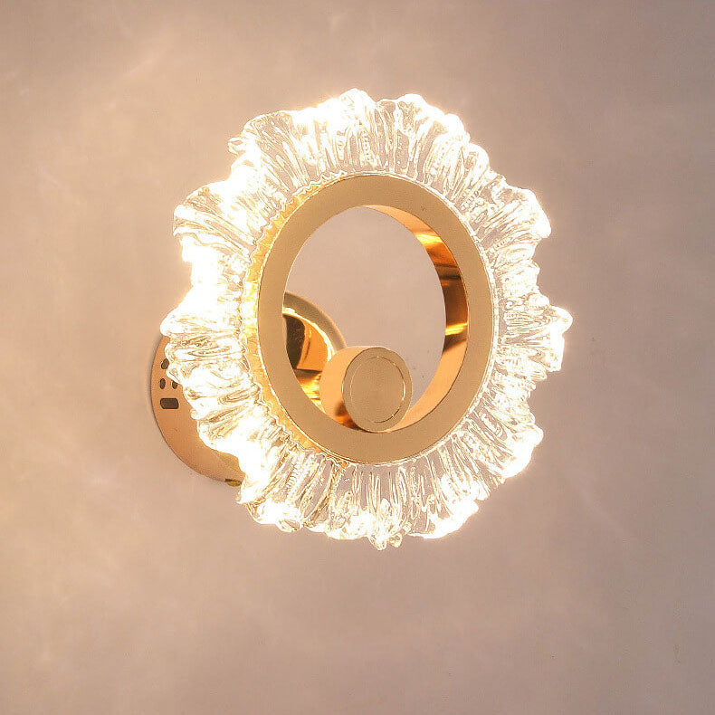 Lámpara de Pared LED de Hierro con Forma de Girasol de Acrílico de Lujo Ligero Moderno 