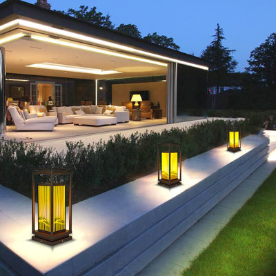 Modern Chinese Square Cage Outdoor Waterproof 1-Light Lawn Path Light