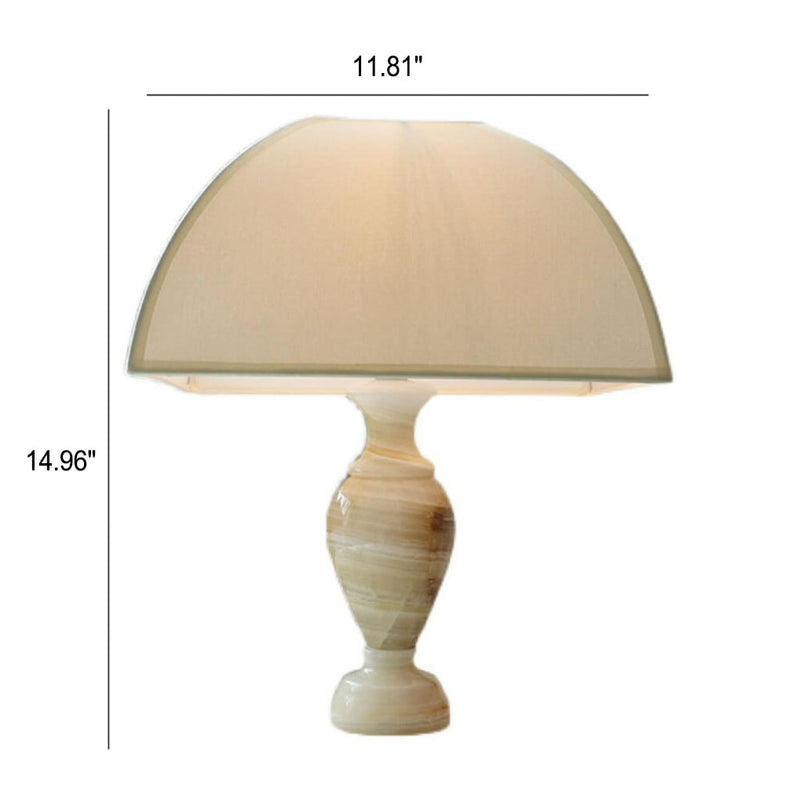 Vintage French Cone Fabric Jade Base 1-Light Table Lamp