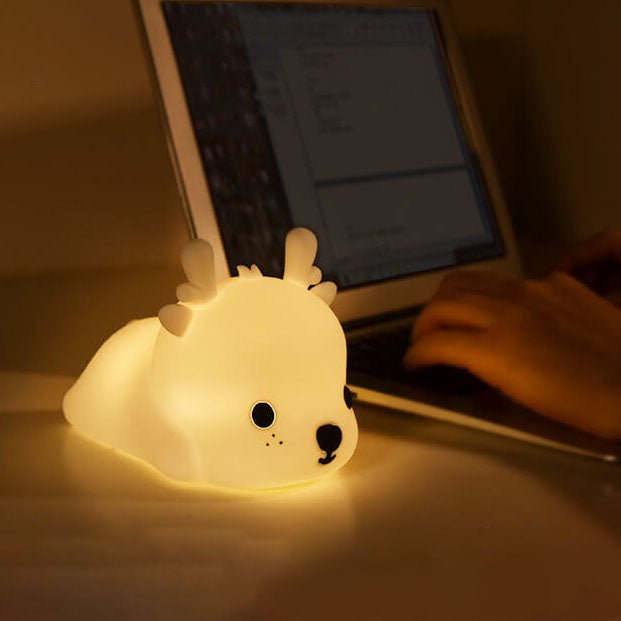 Lampe de table en forme de cerf créative en silicone LED avec chargement USB 