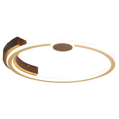 Modern Minimalistic Round Solid Color Wood Iron Acrylic LED Flush Mount Light
