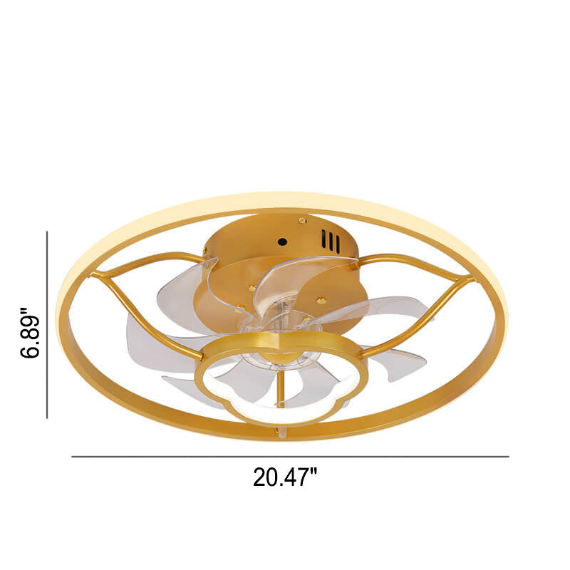 Gold Light Luxury Line Pattern Acrylic LED Flush Mount Ceiling Fan Light