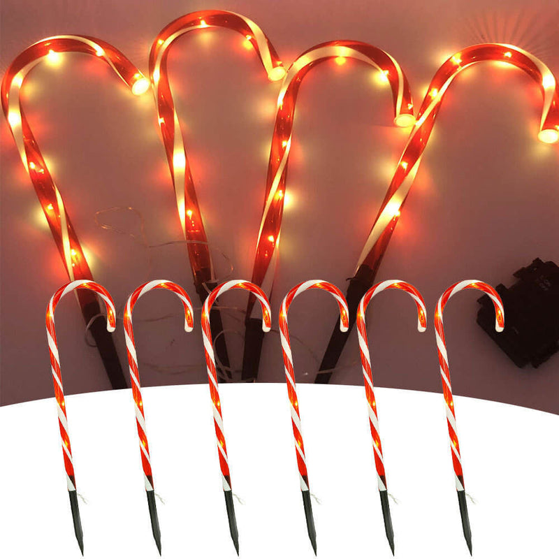 Solar Christmas Candy Cane Light Ground Insert Light String LED Lawn Landscape Light