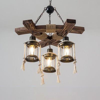 Industry Vintage Wooden Iron 3/6-Light Chandelier