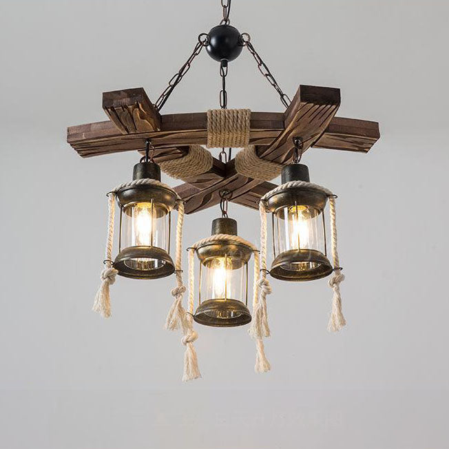 Industry Vintage Wooden Iron 3/6-Light Chandelier