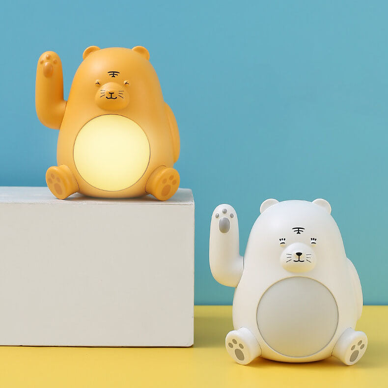 Lámpara de mesa con luz nocturna LED de tigre con asa creativa de dibujos animados 