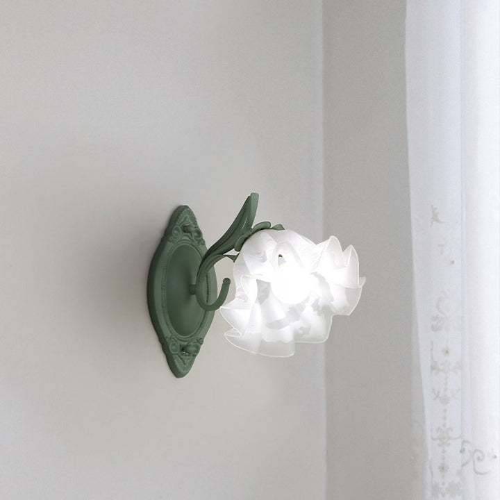 Applique murale à 1 lumière en verre et fer à fleurs rustiques européennes 