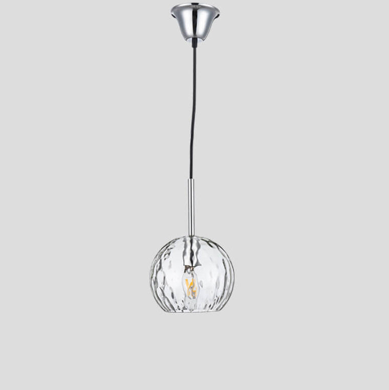 Vintage Minimalist Chrome Clear Round Ball Glass 1-Light Pendant Light