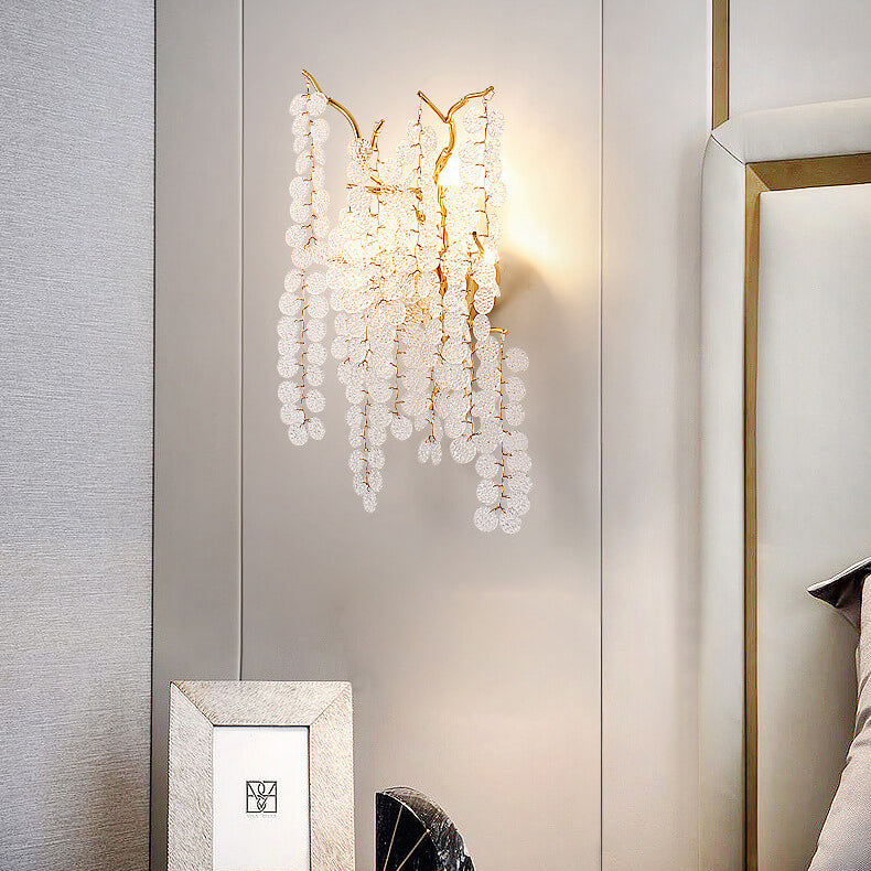 Zeitgenössische kreative Geld Baum Zweig Aluminium Glas 3-Licht Wandleuchte Lampe für Schlafzimmer 