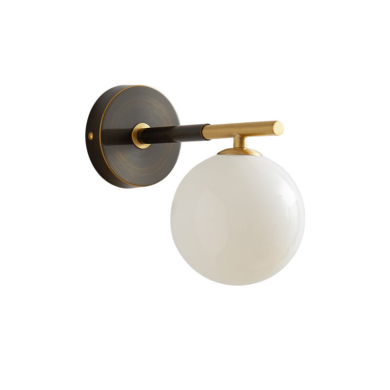 Lampe murale en laiton avec boule ronde nordique de luxe léger à 1 lumière 