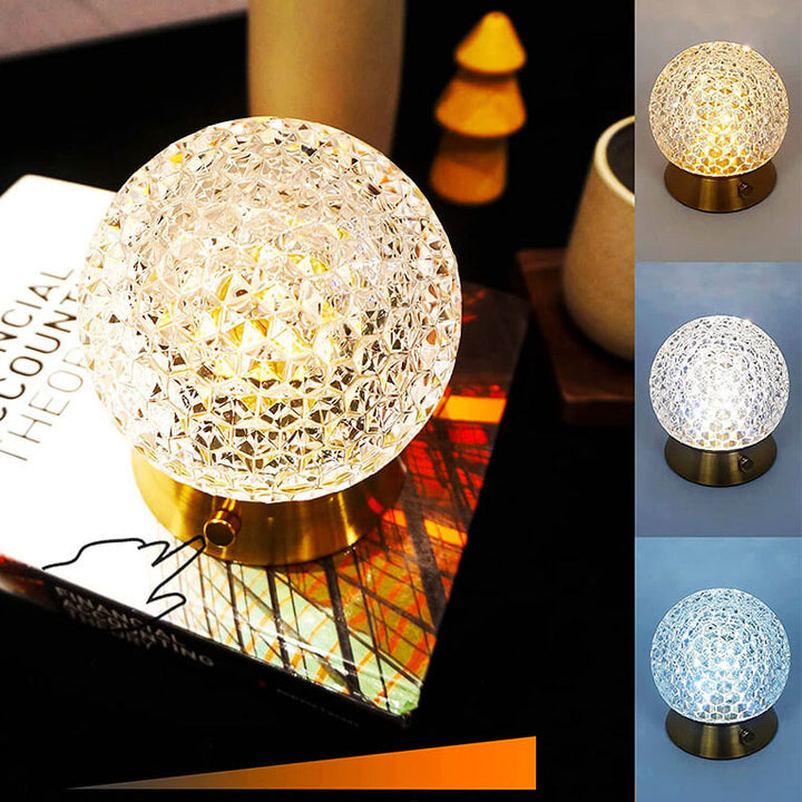Lámpara de mesa LED ambiental USB de bola redonda de hierro acrílico de lujo moderno 