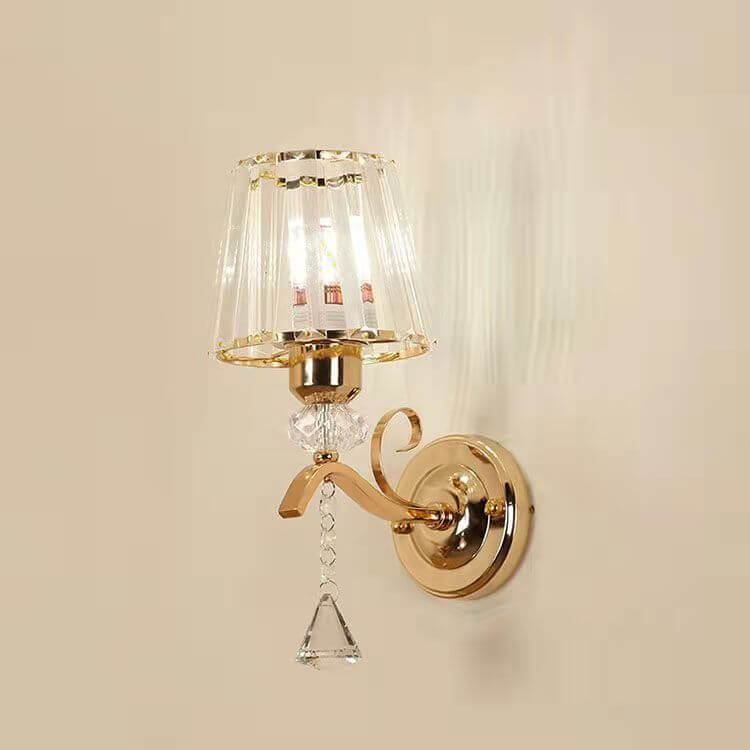 Contemporary Luxury Iron Crystal Cone 1-Light Wall Sconce Lamp For Living Room &amp; Bedroom