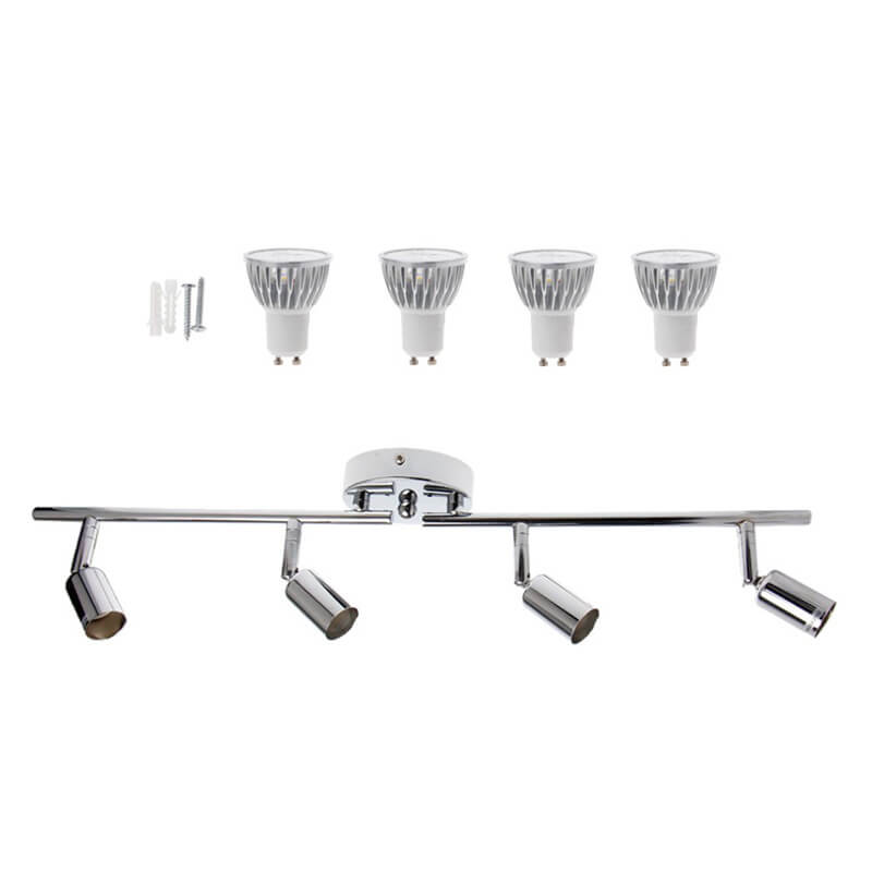 Modern Pure Chrome Metal 4-Light Spotlight Flush Mount Light