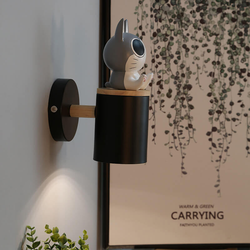 Creative Cartoon Cat Cylinder 1-Light Wall Sconce Lamp