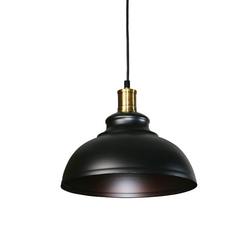 Lustre Suspendu à 1 Lumière avec Abat-jour Rond en Fer de Style Industriel 