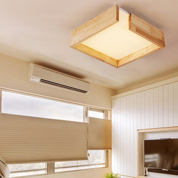 Plafonnier LED carré simple en bois moderne 