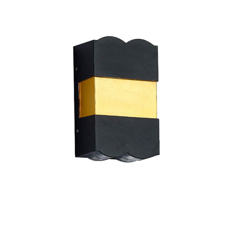 Applique murale moderne rectangulaire en aluminium avec verre et LED, étanche pour patio extérieur 