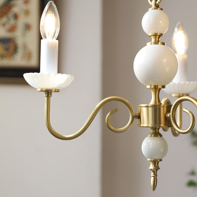 European Light Luxury 3/5-Light All Brass Glass Chandelier