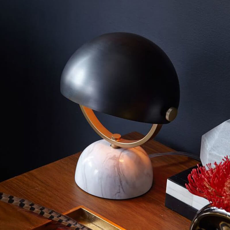 Moderne kreative runde drehbare 1-Licht-Tischlampe mit Marmorsockel