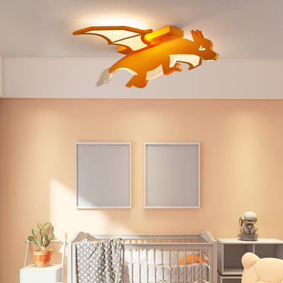 Childlike Cartoon Acrylic Fire-Breathing Dinosaur LED Flush Mount Ceiling Light