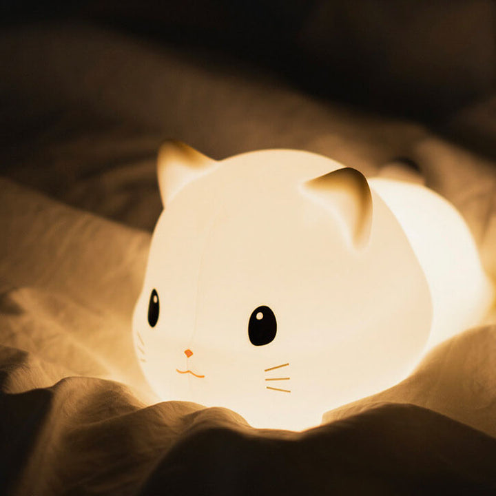 Lampe de Table LED avec Minuterie USB Pat en Silicone Chat Créatif et Mignon 