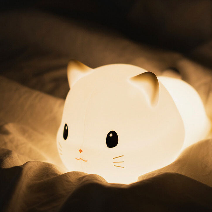 Creative Cute Cat Silicone USB Pat Timer LED Night Light Table Lamp