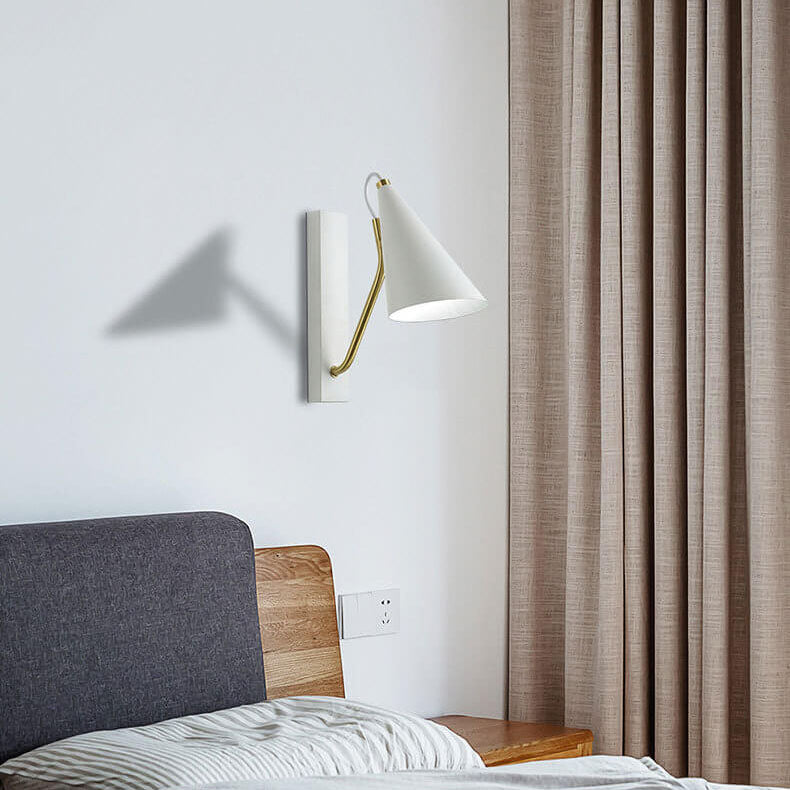 Nordic Minimalist Cone Shade Long Base 1-Light Wall Sconce Lamp