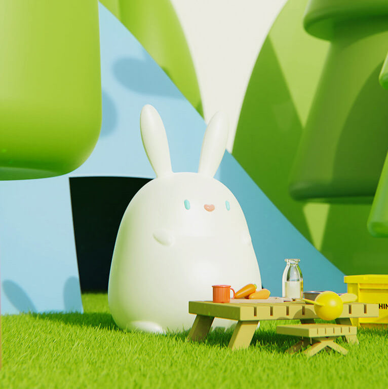 Lampe de bureau LED avec veilleuse USB tactile en silicone en forme de petit lapin 