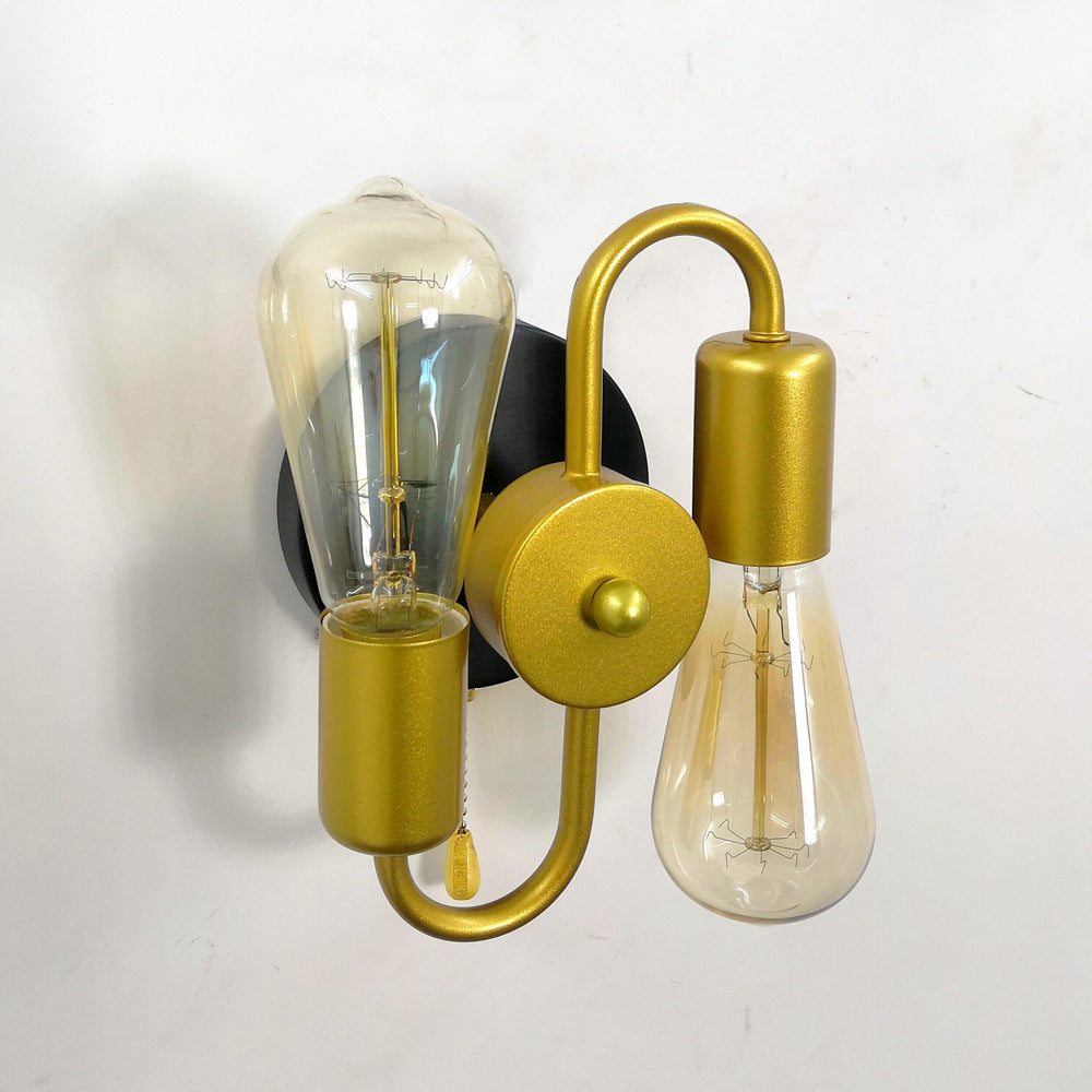 Lámpara de Aplique de Pared de 2 Luces Simétrica Creativa de Hierro Industrial Contemporáneo 