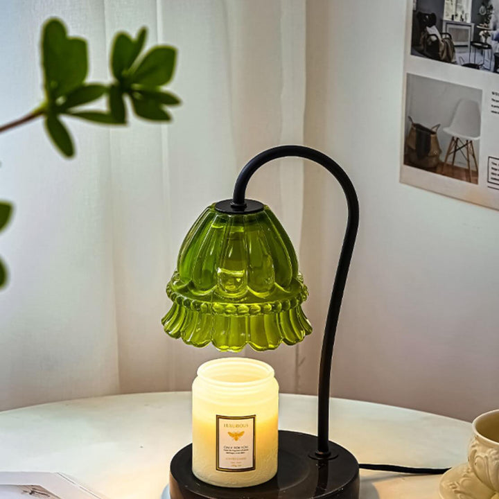 Vintage Lily Valley Glasmarmor 1-Licht-Dimmer-Schmelzen-Wachs-Tischlampe