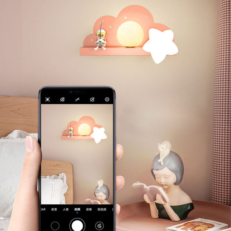 Childlike Creative Moon Astronaut Design LED Wall Sconce Lamp