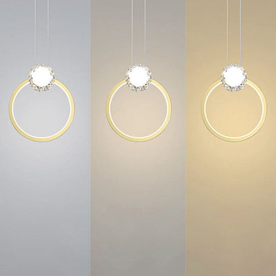 European Light Luxury Round Copper Crystal LED Pendant Light