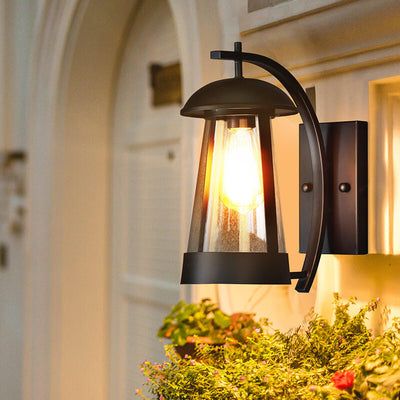 Waterproof New Chinese Style Curved 1-Light Outdoor Wall Sconce Lamp