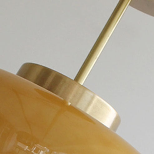 Zeitgenössische skandinavische ovale Eisen-Kupfer-Glas-1-Licht-Pendelleuchte für Schlafzimmer 