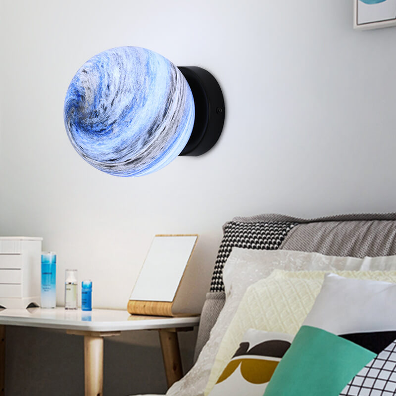 Applique murale à une lumière avec orbe en verre créatif nordique 