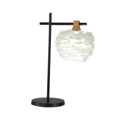Lampe de Table 1 Lumière avec Tige de Pêche à Plume Créative Moderne 
