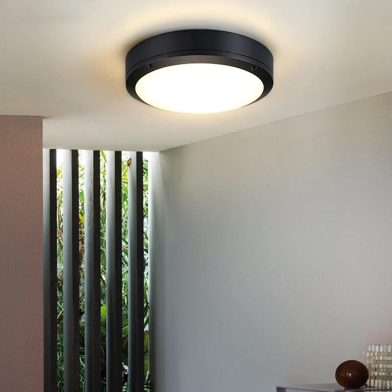 Creative Round Outdoor Waterproof Aluminum Acrylic LED Flush Mount Ceiling Light