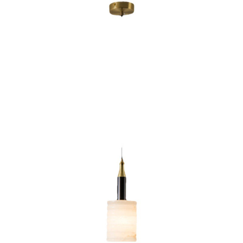 Minimalist Chinese Marble Iron Column 1-Light Pendant Light