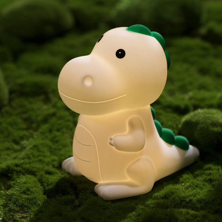 Lámpara de mesa LED de noche contemporánea y creativa con diseño de dinosaurio de dibujos animados, de silicona ABS PC Pat, recargable por USB, para dormitorio 