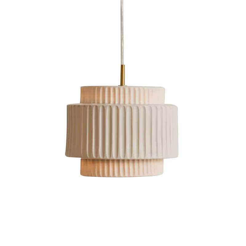 Vintage Cream Style Cylinder Drum 1-Light Pendant Light