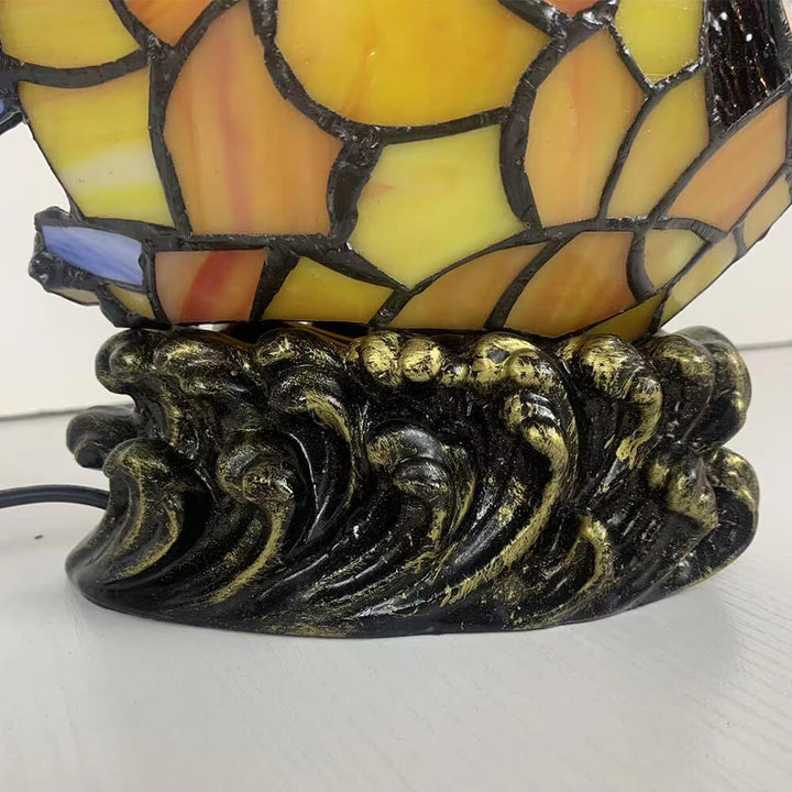 Europäische Retro-kreative Tiffany-Fisch-Eisen-Glas-1-Licht-Tischlampe 