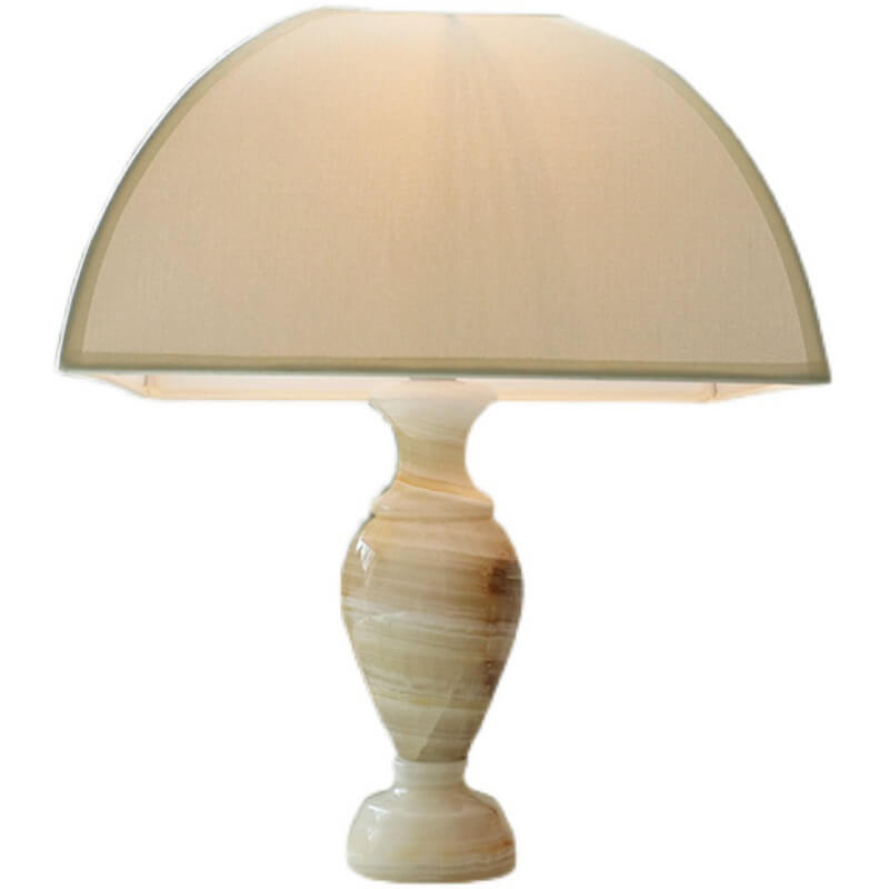 Vintage French Cone Fabric Jade Base 1-Light Table Lamp