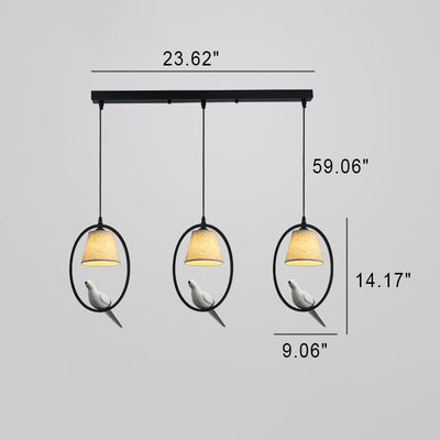 Nordic Minimalist Bird Fabric Circle 1/3 Light Island Light Chandelier
