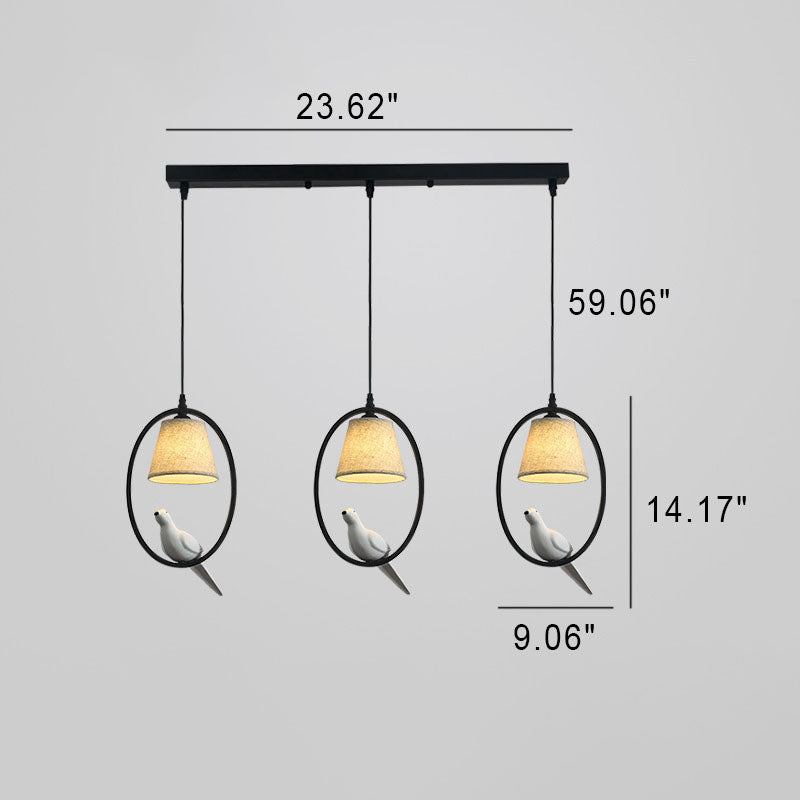 Nordic Minimalist Bird Fabric Circle 1/3 Light Island Light Chandelier