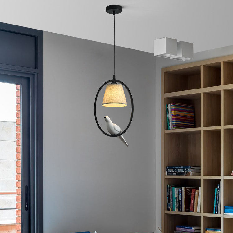 Nordic Minimalist Bird Fabric Circle 1/3 Light Island Light Chandelier