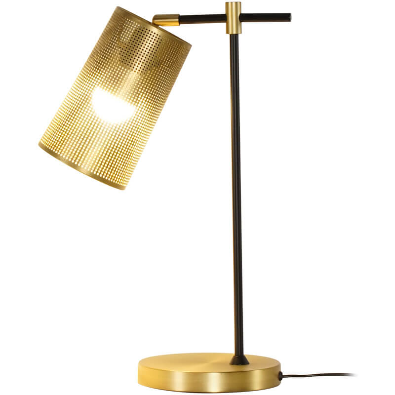 Modern Simple Gold Iron Column Shade Adjustable 1-Light Table Lamp